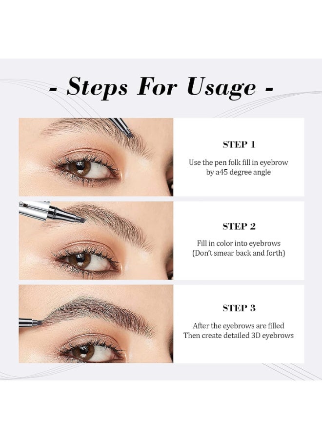 ChicAbode Eyebrow Pencil Eyebrow Microblading Pen - Eye Makeup Eyebrow Pen Micro 4 Point Brow Pen Lift & Eyebrow Microblading Pen Long-Lasting Waterproof Natural Eyebrow Hair (Black) - Image 2